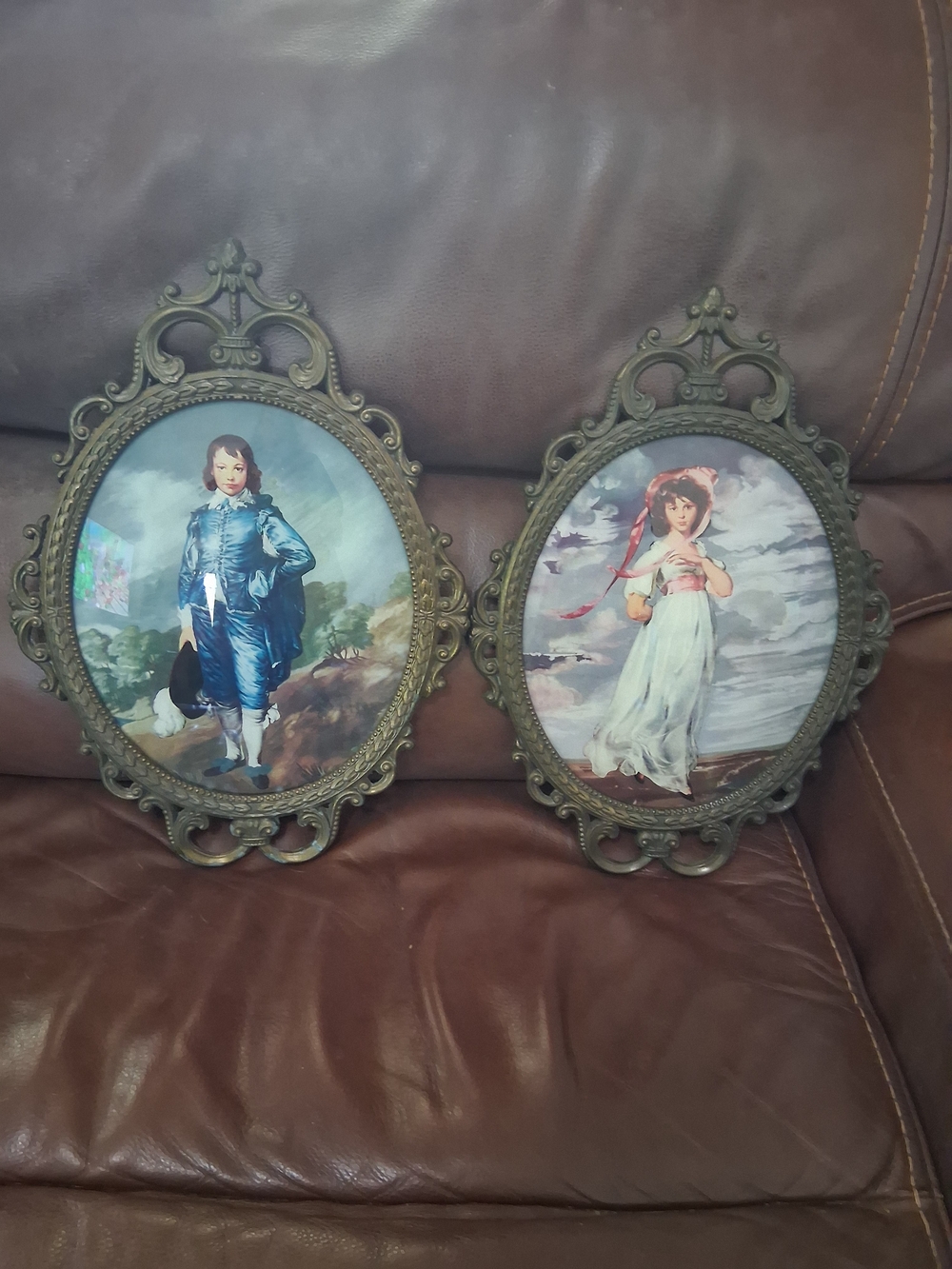 Ornate Antique-Style Oval Wall Plaque Set in Bronze